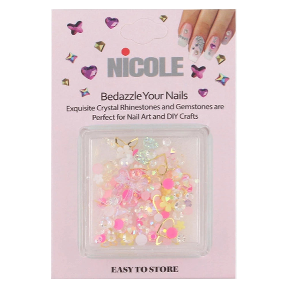 Nail Art Mixed Rhinestones & Gemstones Kit – 12pc 3D Charms (QE2774)
