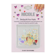 Bedazzle Mixed Nail Art Gems - 12pcs Iridescent Crystals & Gold Geometric Charms (QE2794)