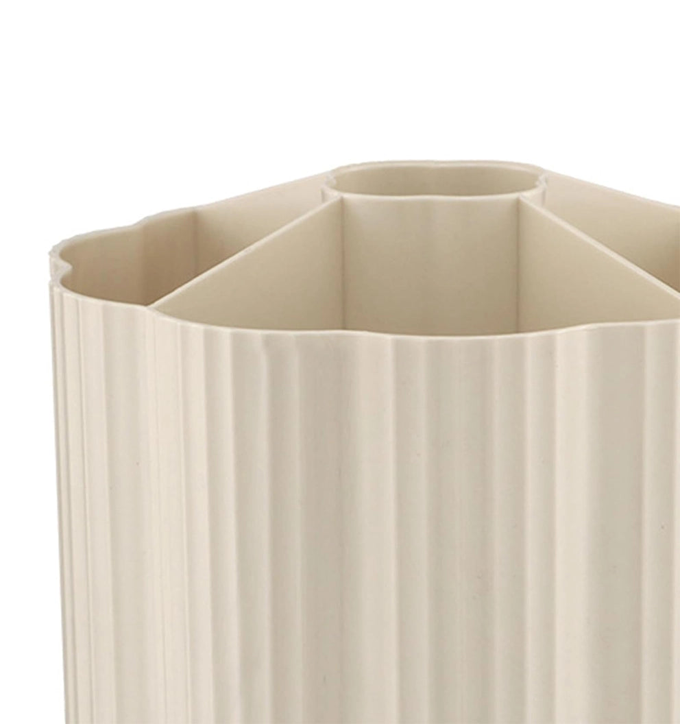 Rotating Makeup Brush & Cosmetics Storage Holder - Cream