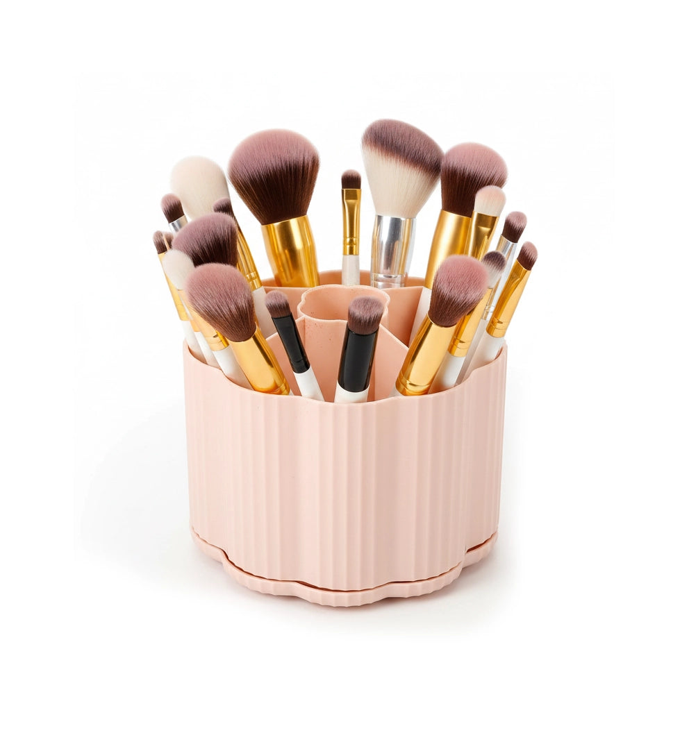 Rotating Makeup Brush & Cosmetics Storage Holder - Blush Pink