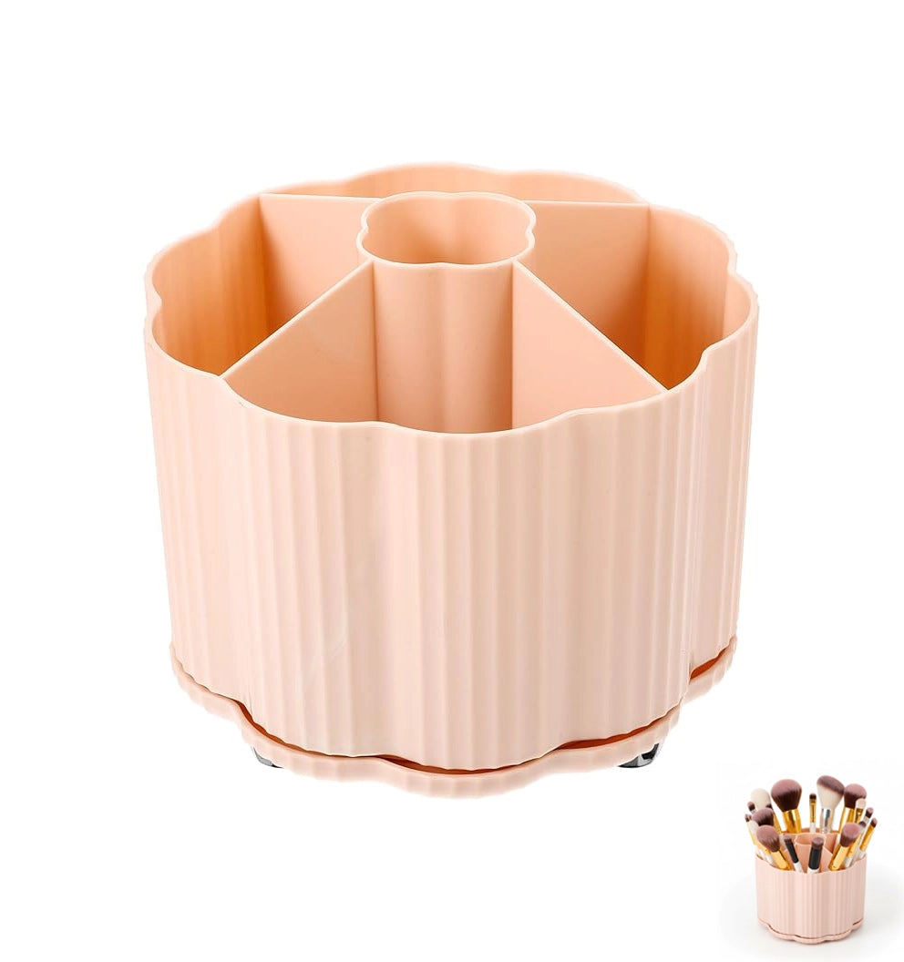 Rotating Makeup Brush & Cosmetics Storage Holder - Blush Pink