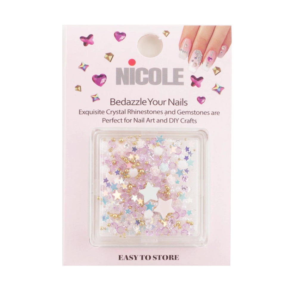 Nail Art Rhinestone & Gemstone Mix - 3-Piece Set - Professional DIY Manicure Crystals & 3D Charms (QE3077)