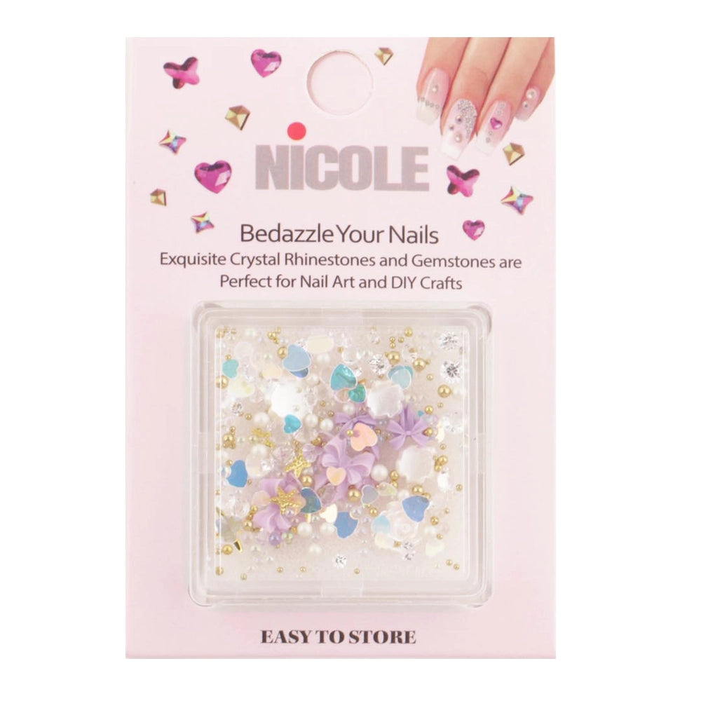 Crystal Rhinestone & Gemstone Nail Art Set - Iridescent Mixed Shapes (QE3078)