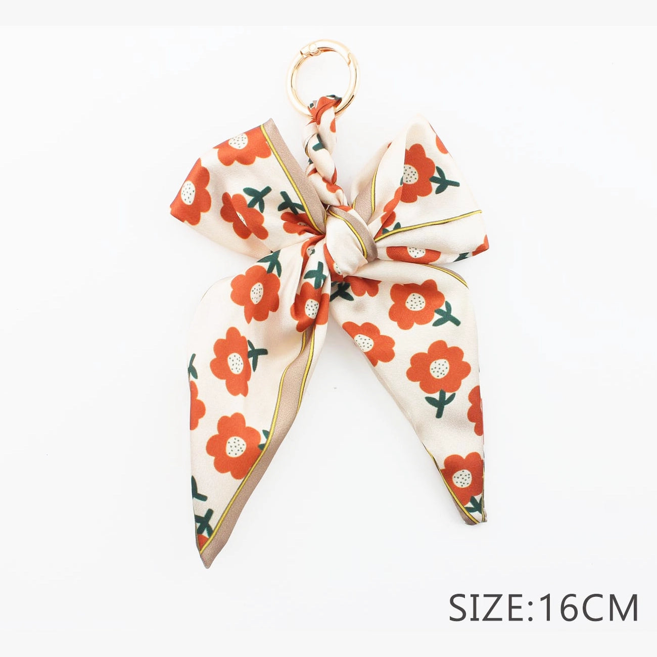 loral Silk-Feel Bow Keychain & Bag Charm | 16cm Ribbon Scarf Accessory for Handbags, Purses, and Keys (QE3115)
