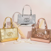 Metallic Mesh Tote Bag – Elegant Sheer Handbag– Set of 12 (QE3172)