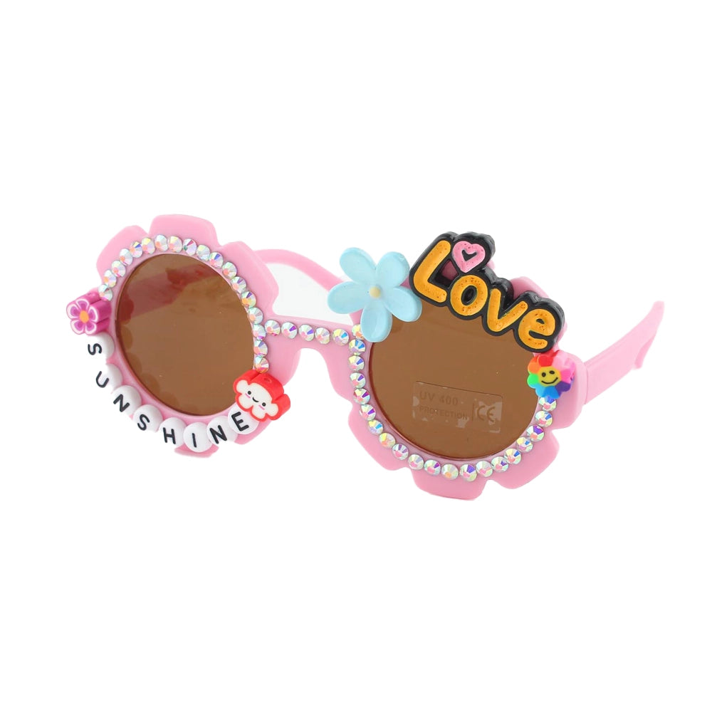 Sunshine & Love Rhinestone Flower Kids' Sunglasses - Bulk Pack (12pc) (QE3206)
