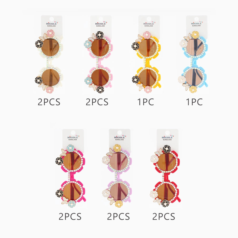 Flower & Butterfly Crystal Sunglasses - Wholesale Bulk Pack (QE3207)