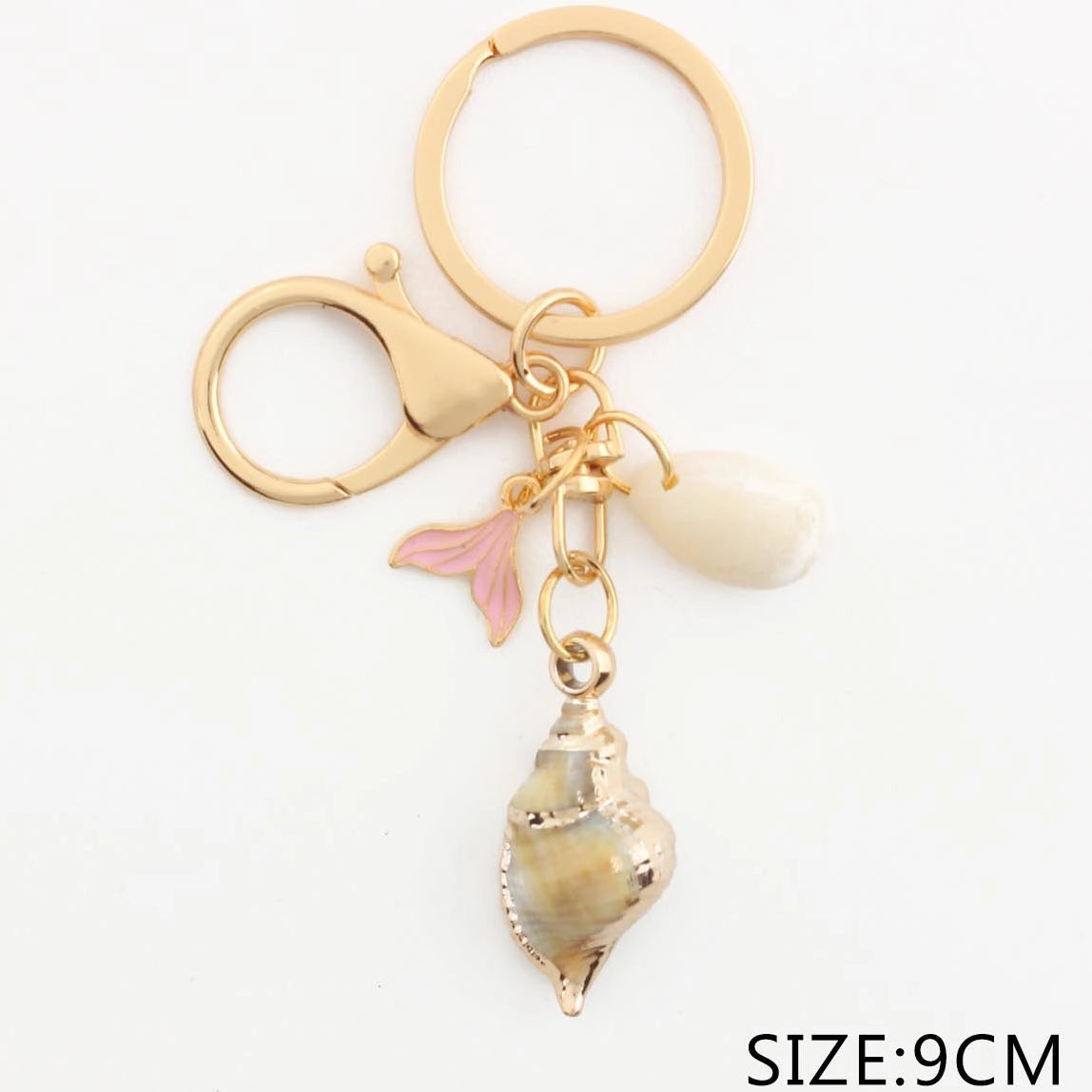 Ocean-Themed Conch & Mermaid Tail Keychain Charms (12-Piece Dozen) (QE3216)