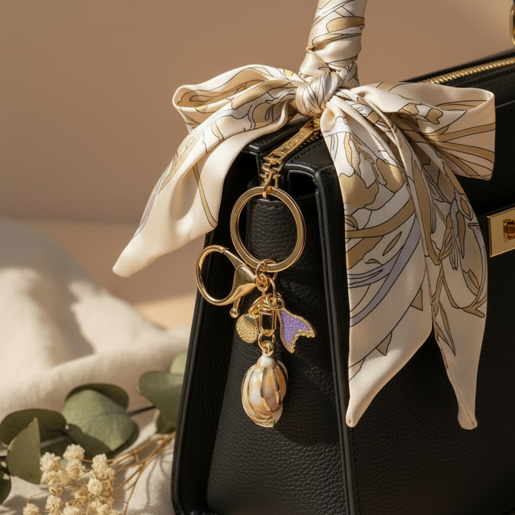 Ocean-Inspired Seashell & Mermaid Tail Charm Keychain - Wholesale Bulk Set (QE3217)