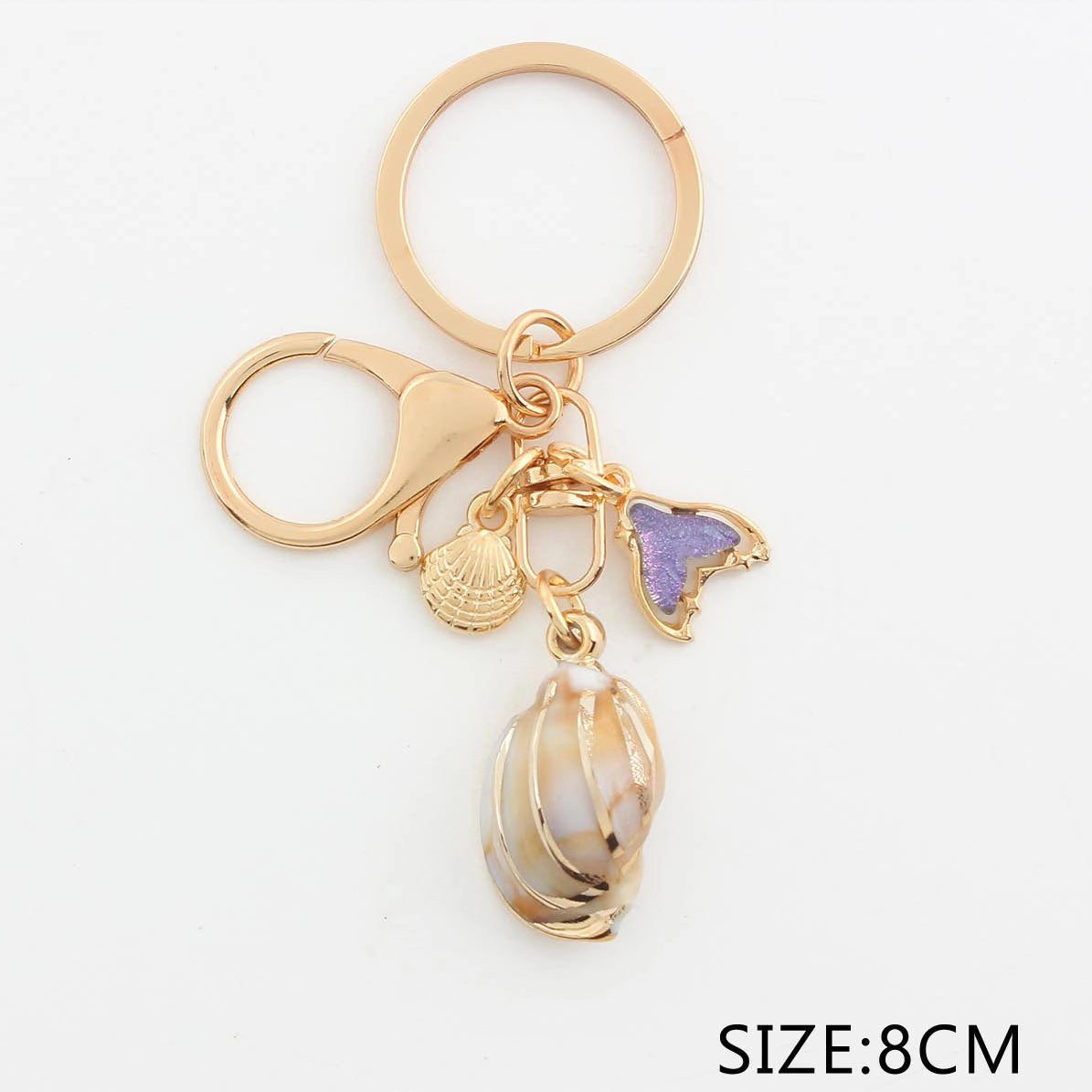 Ocean-Inspired Seashell & Mermaid Tail Charm Keychain - Wholesale Bulk Set (QE3217)