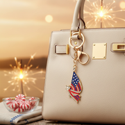 American Flag Eagle Keychain Bulk Set (12-Piece) – Patriotic Rhinestone Crystal Key Ring, Gold & Silver Metal USA Flag Charms for 4th of July, Memorial Day Gifts, Fashion Bag Accessories (QE3222)