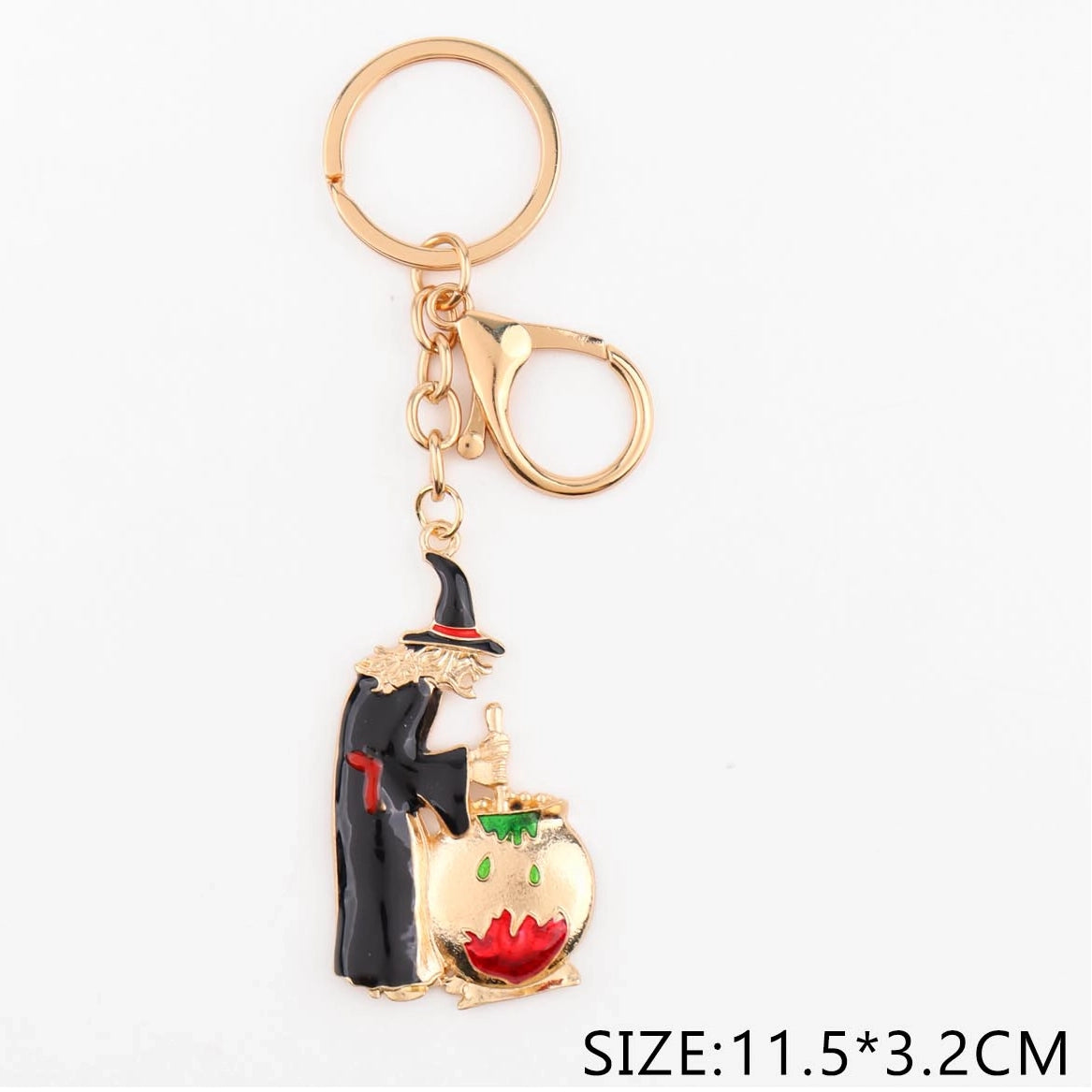 Halloween Enamel Witch Keychain Set – Spooky Witch Cauldron Keyring & Bag Charm Bulk Pack (12-Piece Dozen) (QE3230)
