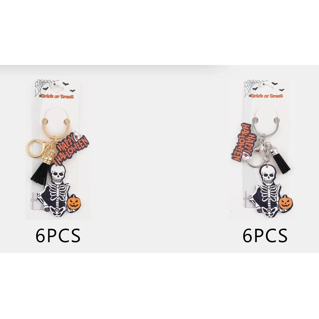 Halloween Skeleton Keychain with Tassel & Jack-o'-Lantern Charm – Spooky Bag Accessories (QE3243)