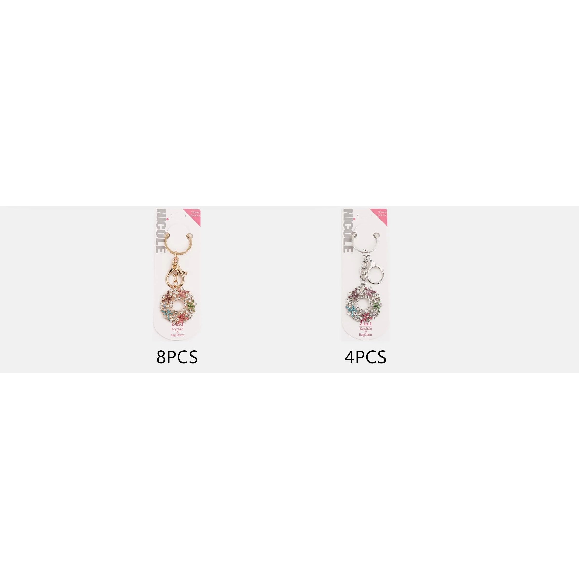 Sparkling Crystal Floral Wreath Keychain & Bag Charm – Gold Hardware, 10cm (QE3258MT)