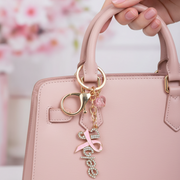 Pink Ribbon "Hope" Rhinestone Keychain Bulk Pack – Breast Cancer Awareness Charm Keyring (12 Pcs) (QE3277)