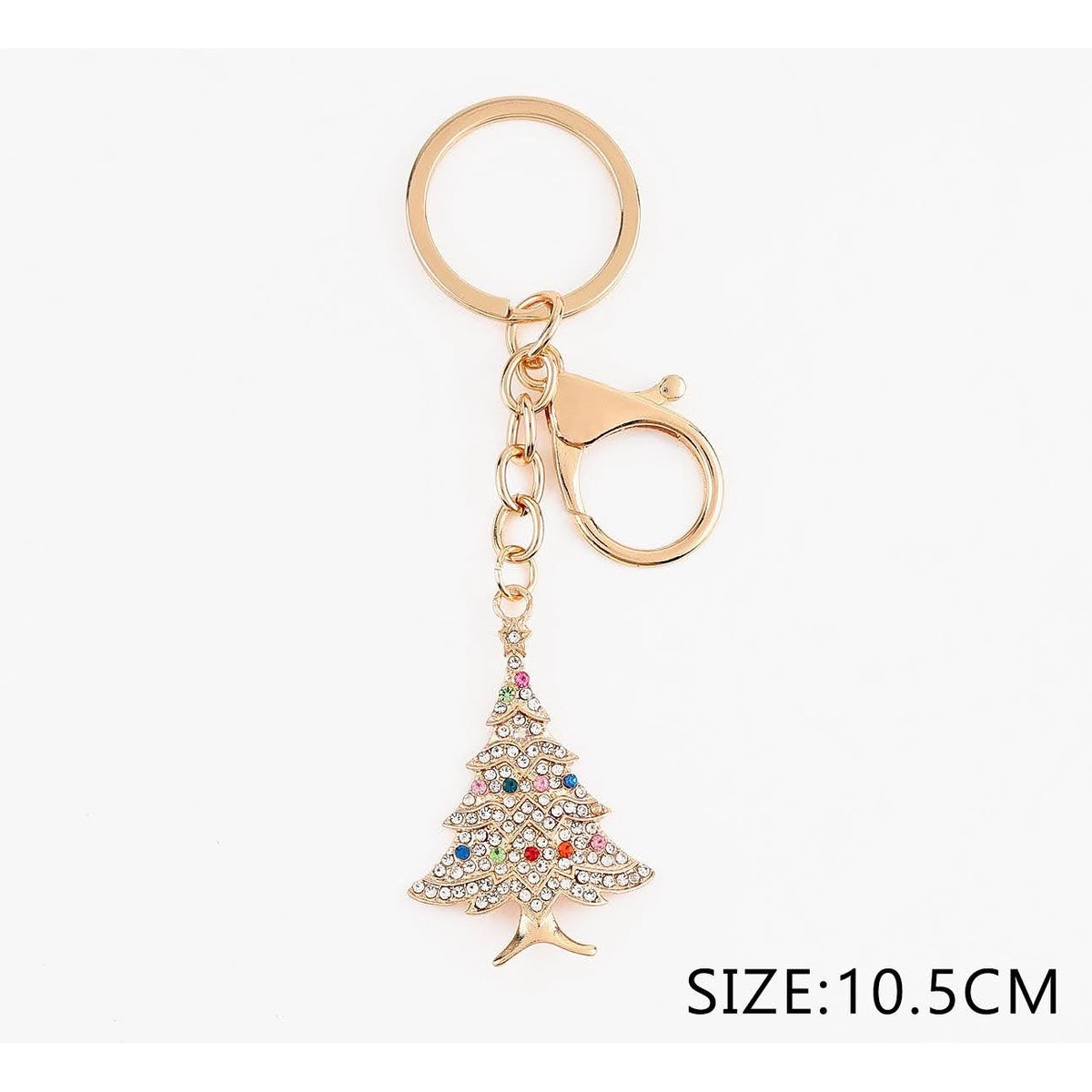 10.5CM Sparkling Rhinestone Christmas Tree Keychain & Bag Charm – Gold & Silver Tone 12-Piece Wholesale Pack (QE3293)