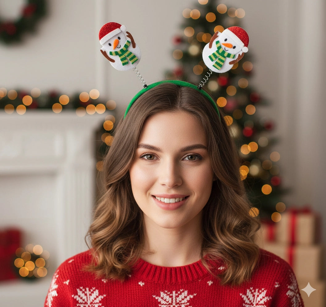 Christmas Snowman Headband – Festive Holiday Accessory - 3 Colors