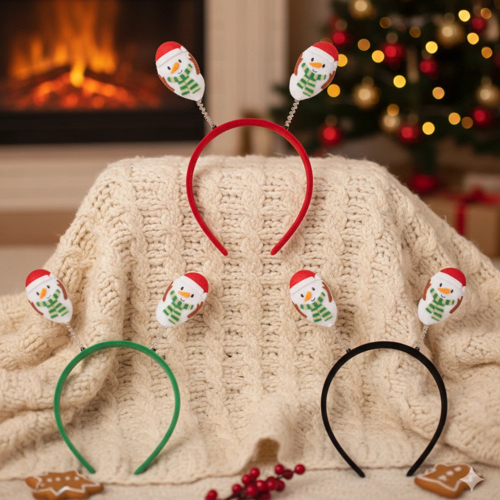 Christmas Snowman Headband – Festive Holiday Accessory - 3 Colors