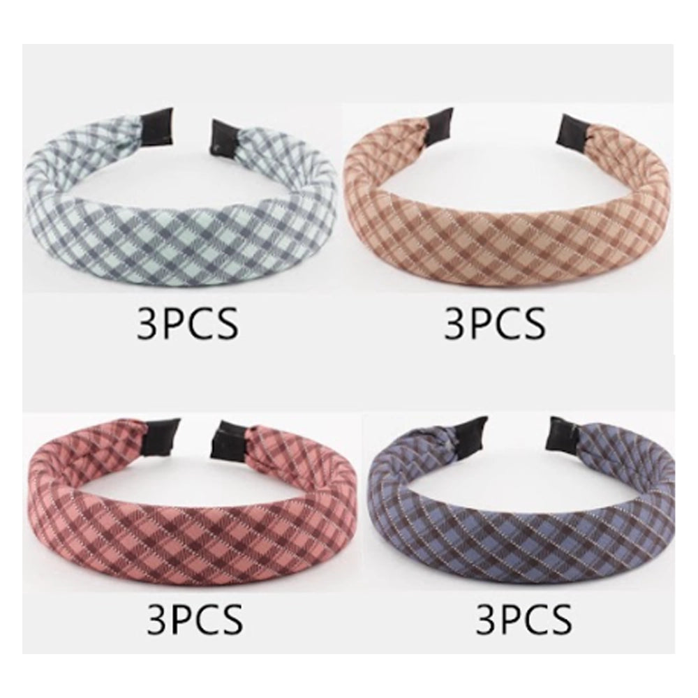 Plaid Padded Headband - QH2132 | Vintage Catena Design Hair Accessory (QH2132)