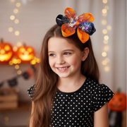 Light-Up LED Halloween Hair Bow Clips – 15cm Spider Web Hair Accessories (12-Piece Wholesale Dozen) (QR2212)
