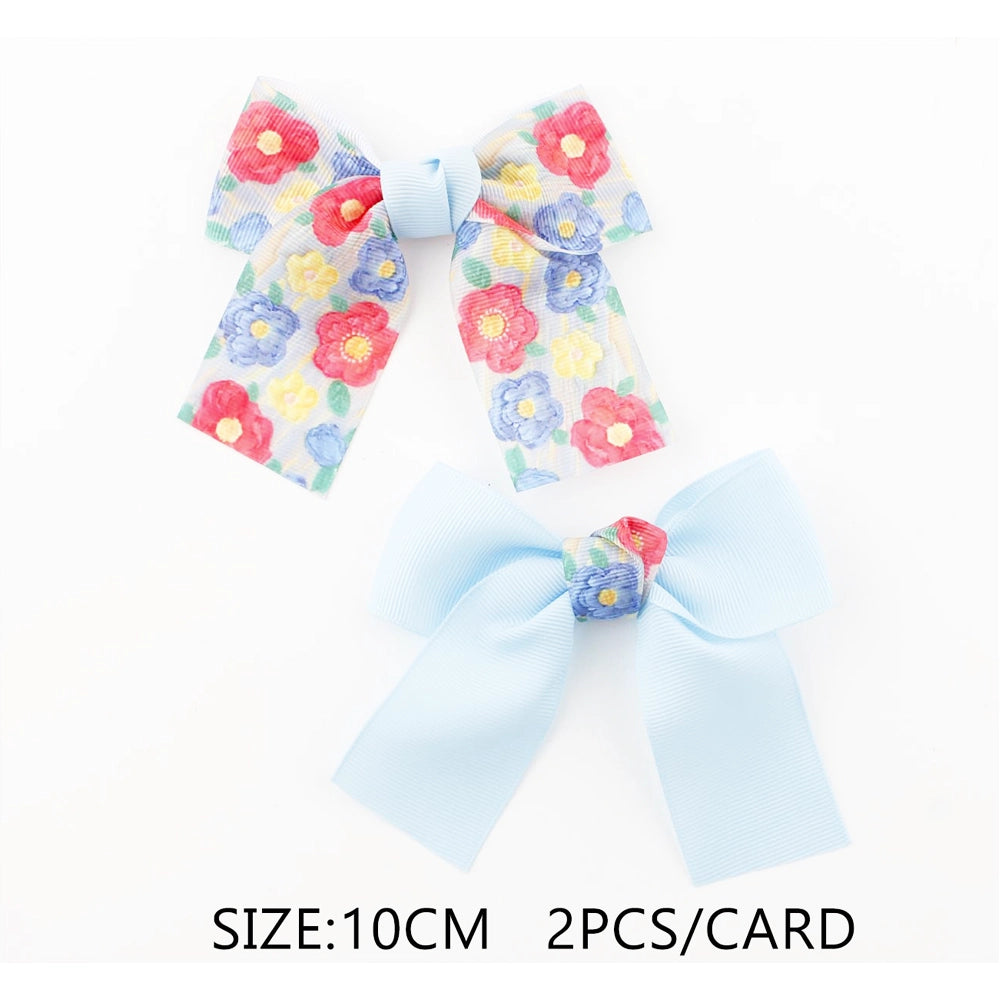 Floral & Pastel Grosgrain Hair Bow Set (QR2283)