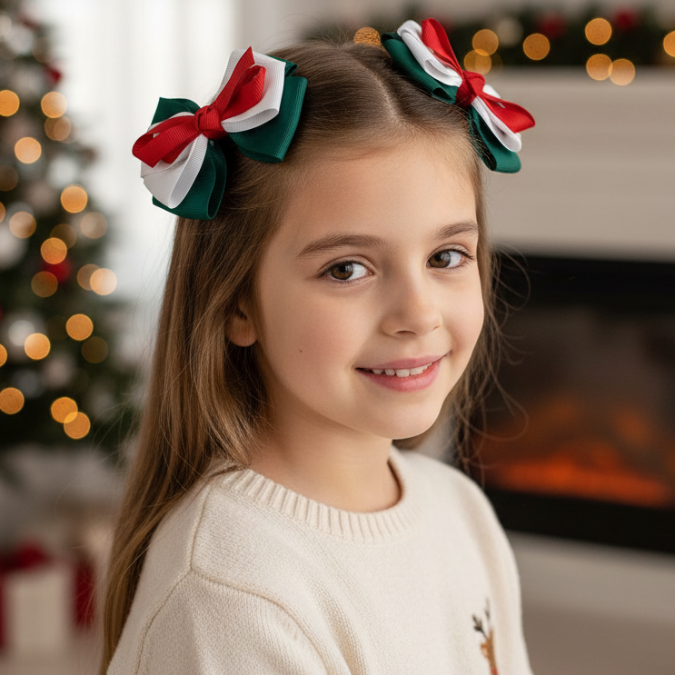 Nicole 10cm Ribbon Hair Bow Clips | 24-Piece Bulk Wholesale (QR2311)
