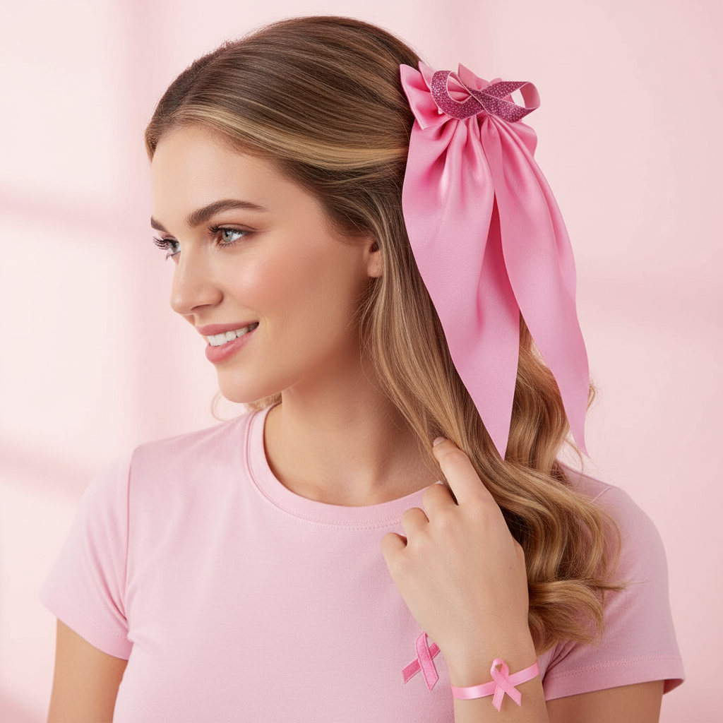36CM Satin Bow Hair Scarf Clip – Long Tail Ribbon Hair Accessory with Glitter Bow Detail(QR2350)