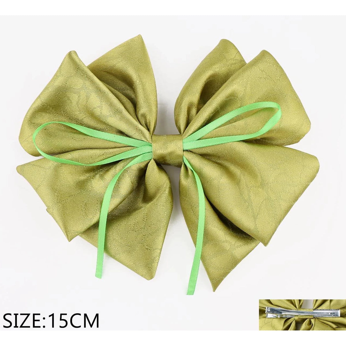 15CM Double Ribbon Silk Fabric Hair Bow Clips – Assorted Colors 12-Piece Wholesale Pack (QR2358A)