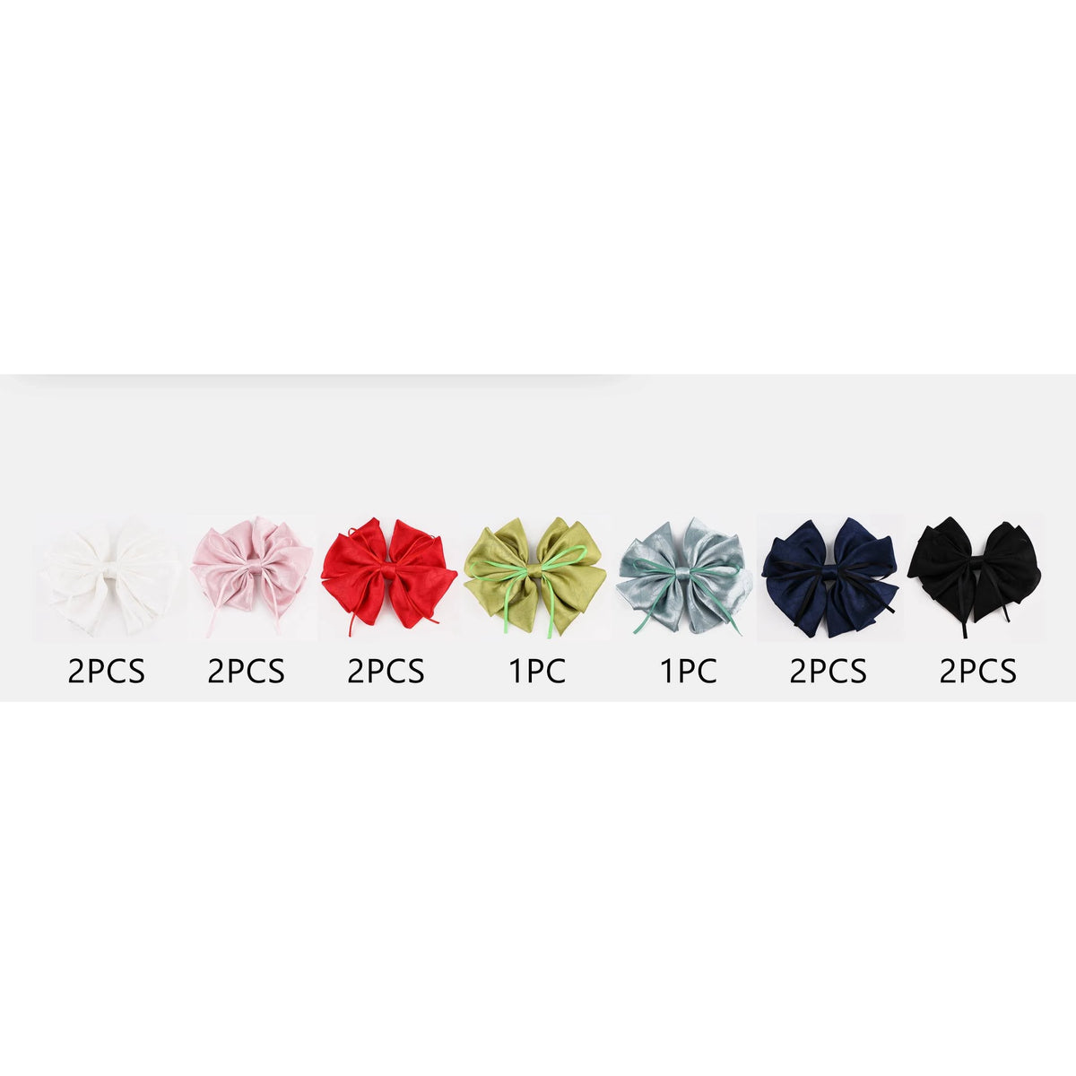 15CM Double Ribbon Silk Fabric Hair Bow Clips – Assorted Colors 12-Piece Wholesale Pack (QR2358A)