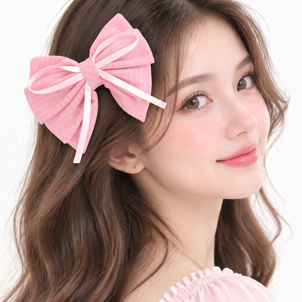 14CM Double Layer Ribbon Hair Bow Clips – Assorted Colors 12-Piece Wholesale Pack (QR2359A)