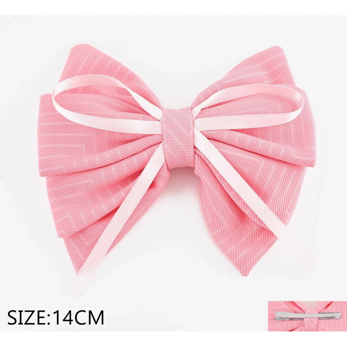 14CM Double Layer Ribbon Hair Bow Clips – Assorted Colors 12-Piece Wholesale Pack (QR2359A)
