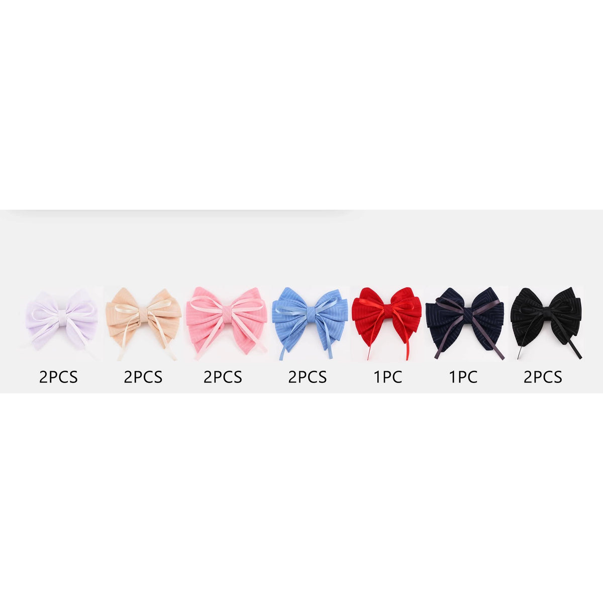 14CM Double Layer Ribbon Hair Bow Clips – Assorted Colors 12-Piece Wholesale Pack (QR2359A)
