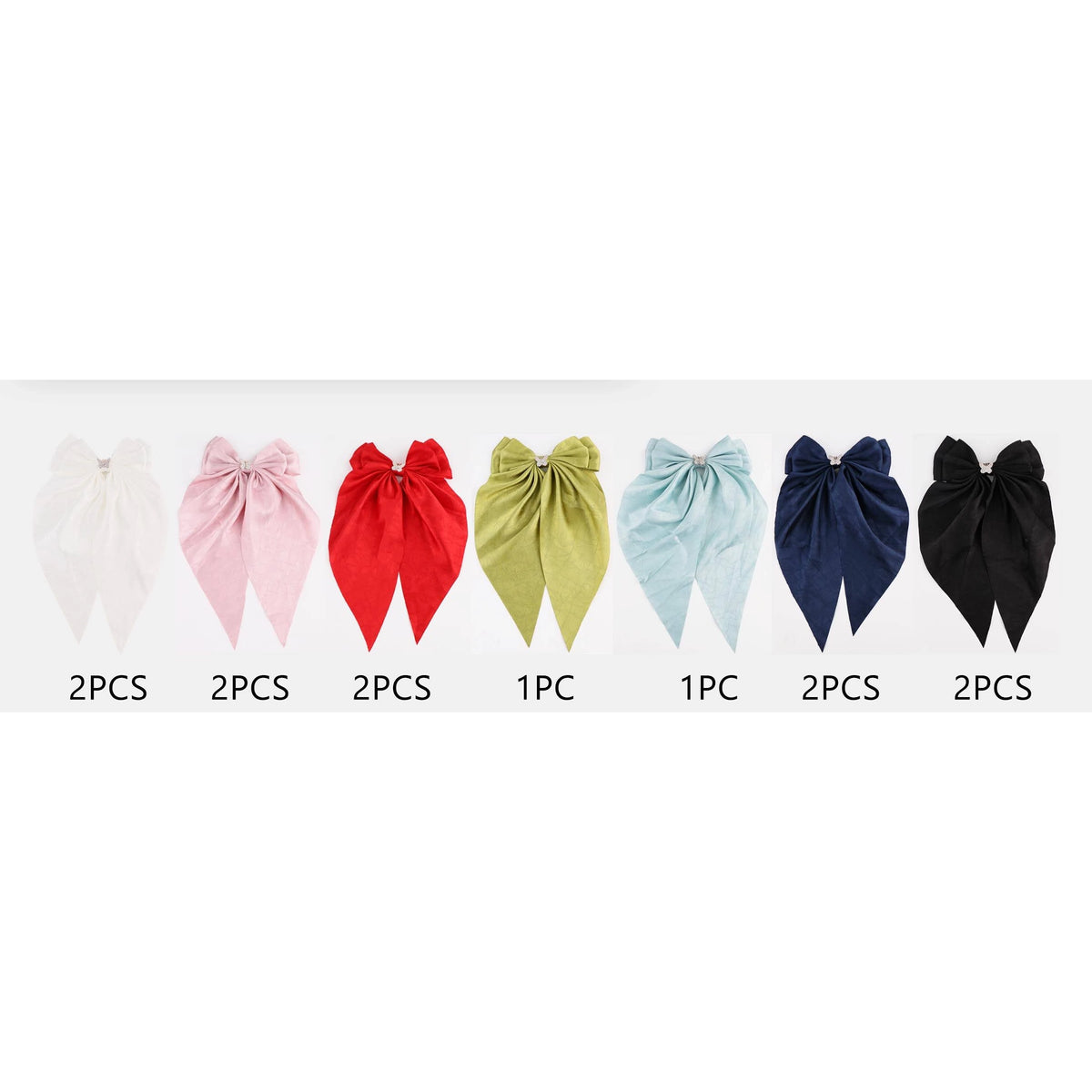 30CM Large Satin Hair Bow Clips with Rhinestone Butterfly Accent – Assorted Colors 12-Piece Wholesale Pack (QR2362A)