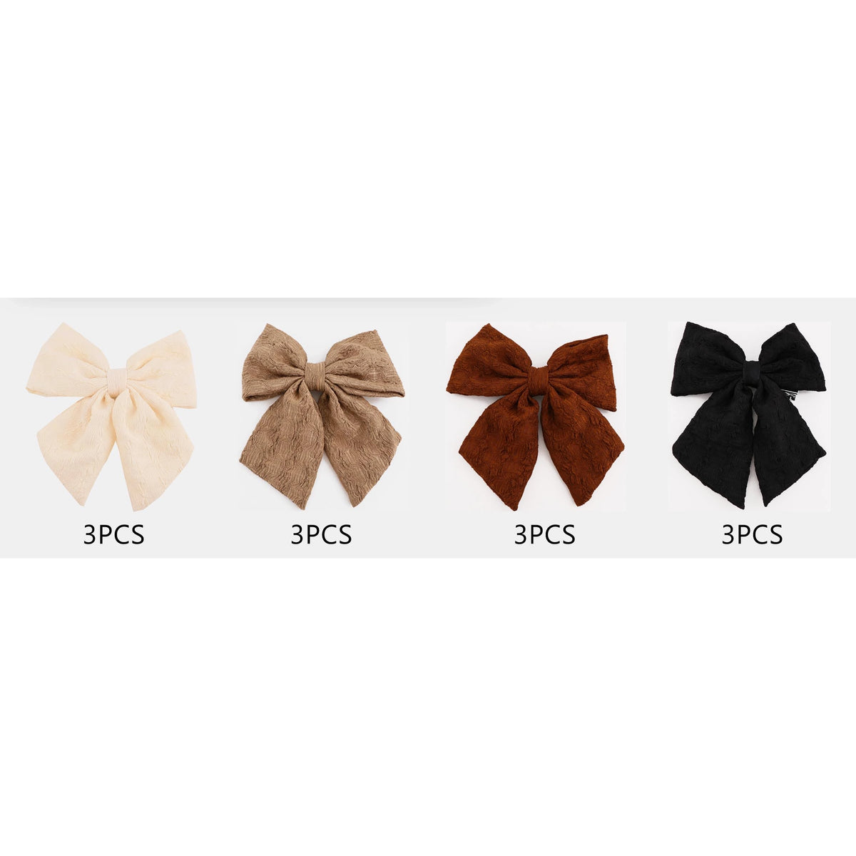 Textured Woven Ribbon Hair Bow with Flowing Tails – 15cm Large Hair Bow Clip (QR2379BR)
