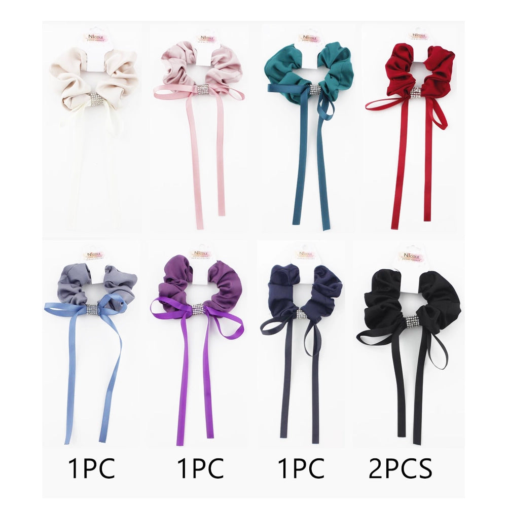 Rhinestone Bow Scrunchie Set Hair Tie(QS2030A)
