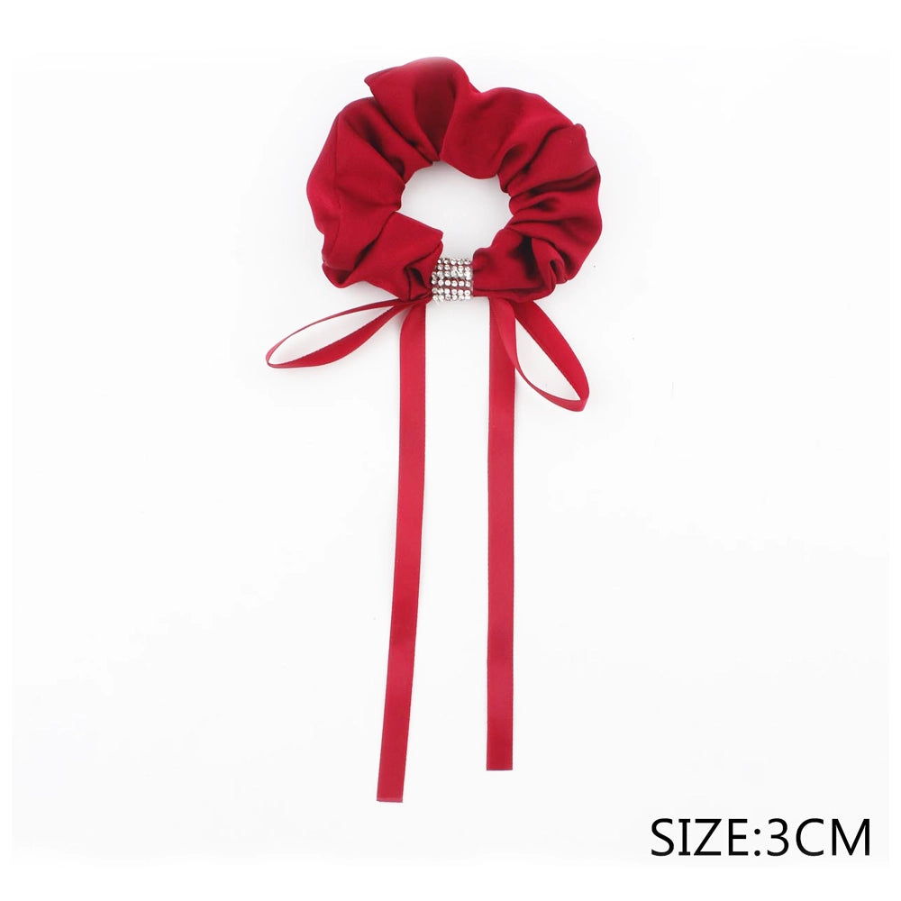 Rhinestone Bow Scrunchie Set Hair Tie(QS2030A)