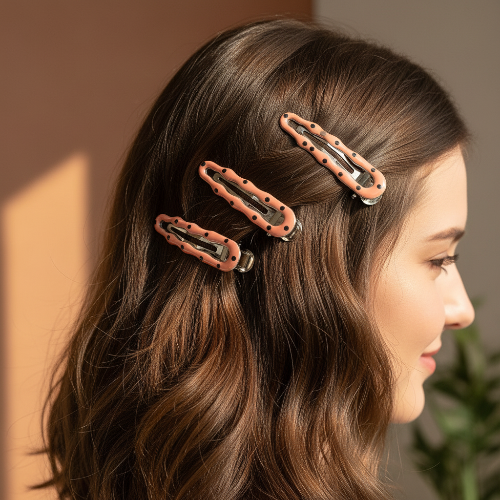 Wave-Edge Polka Dot Hair Clip Set (4-Piece Super Value Pack) QT2245