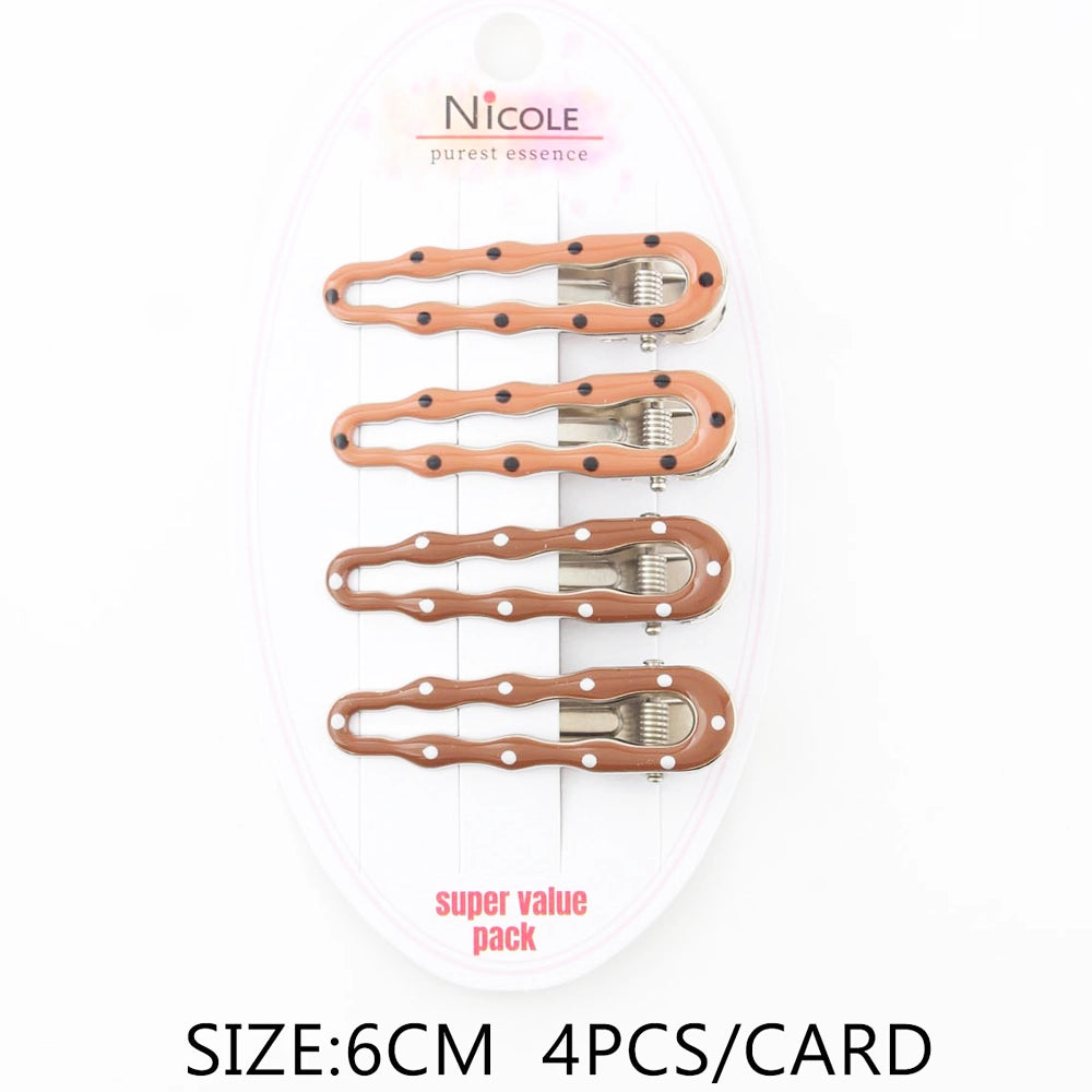 Wave-Edge Polka Dot Hair Clip Set (4-Piece Super Value Pack) QT2245
