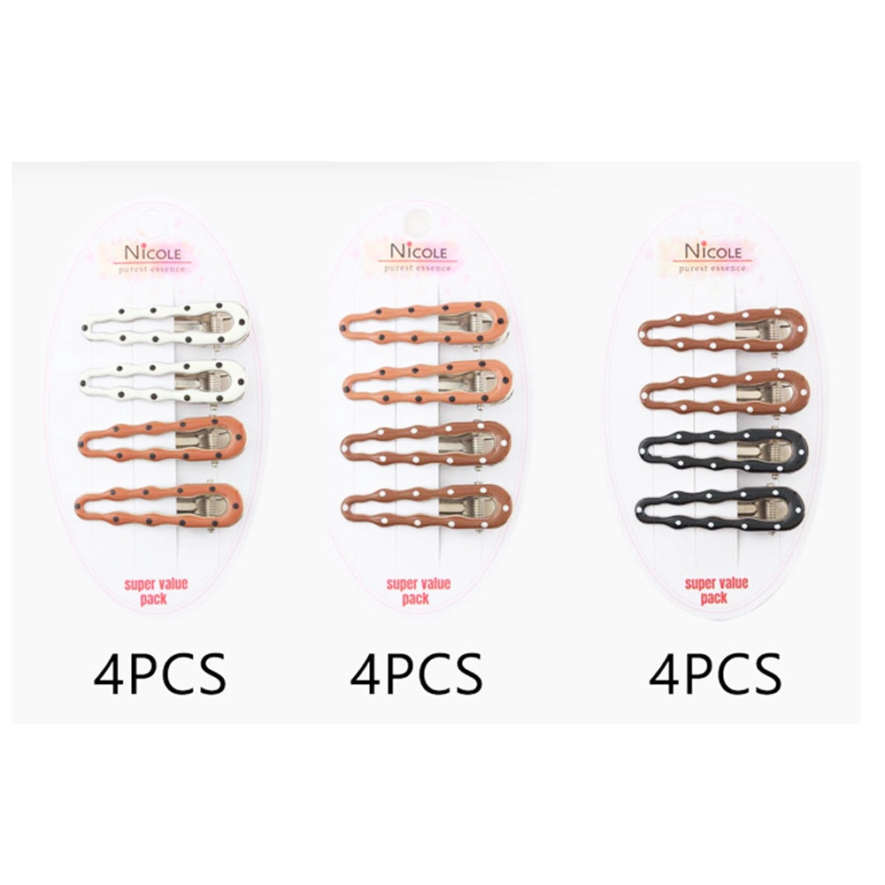 Wave-Edge Polka Dot Hair Clip Set (4-Piece Super Value Pack) QT2245