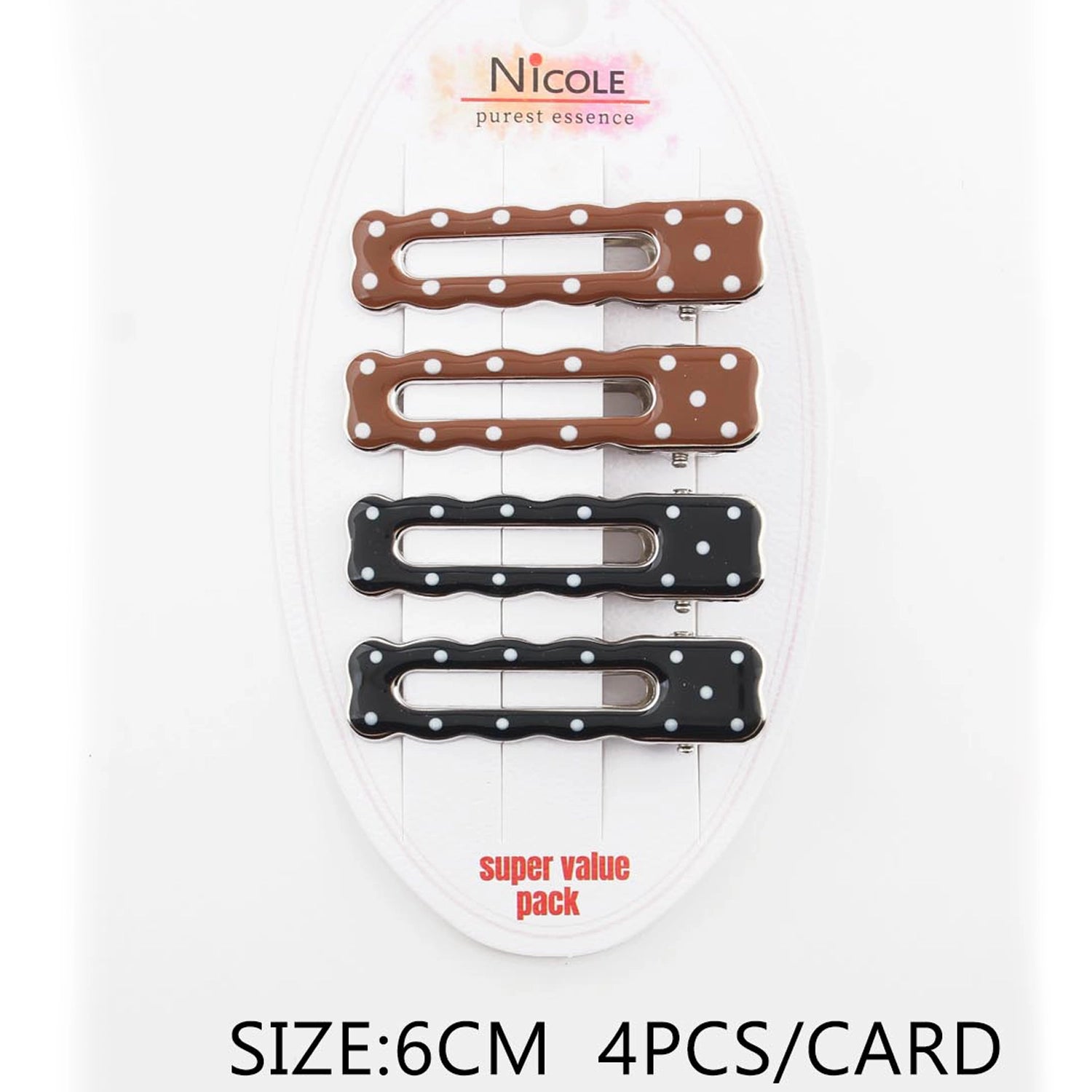 Polka Dot Snap Hair Clip Set – 4-Piece Value Pack (QT2246)