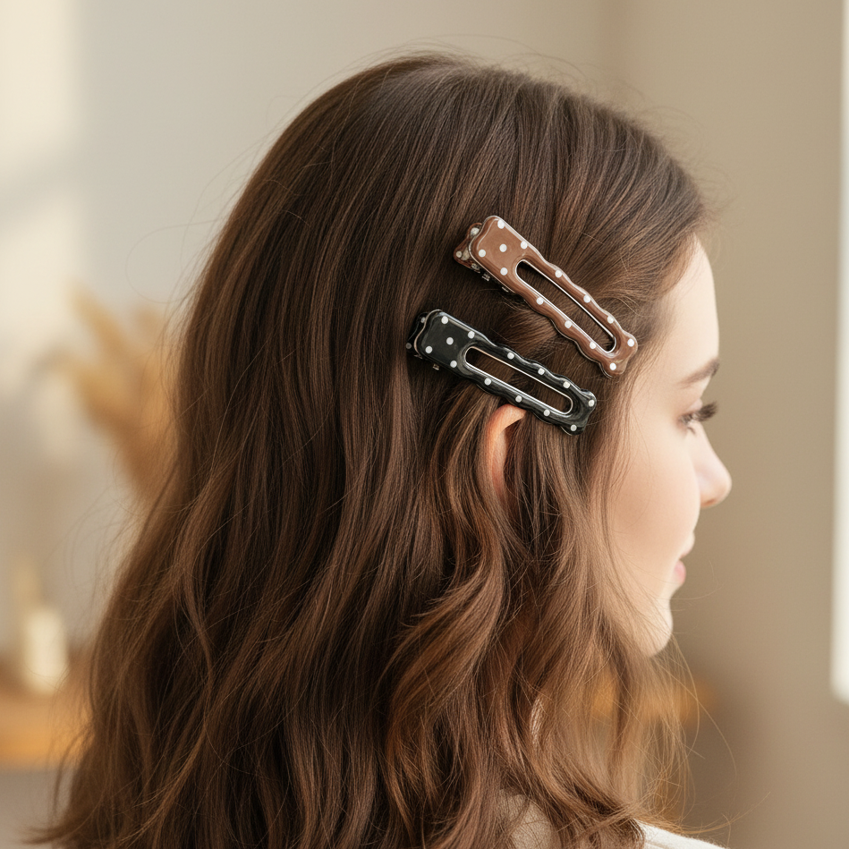 Polka Dot Snap Hair Clip Set – 4-Piece Value Pack (QT2246)