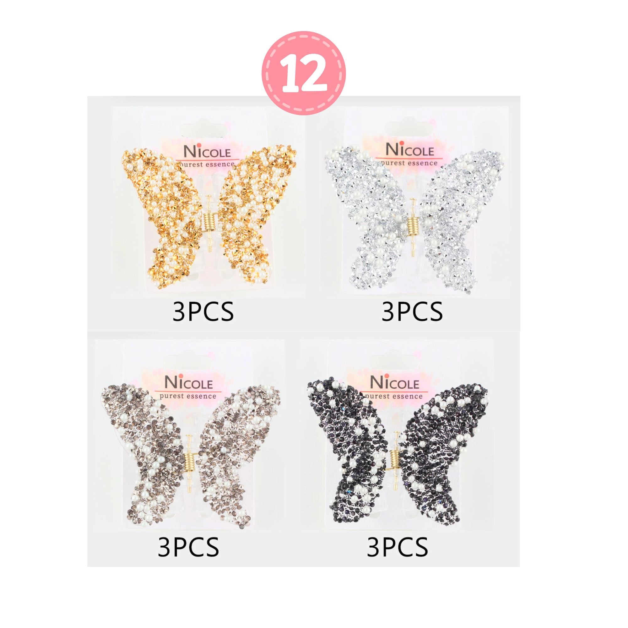 Glamour Flutter Pearl & Rhinestone Butterfly Hair Claw Clip | 7cm