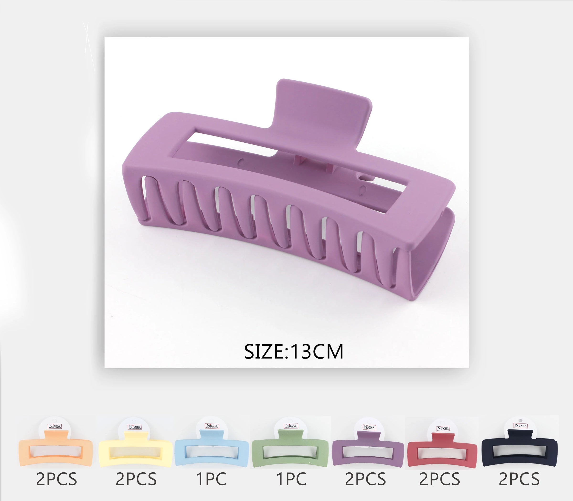 Matte Rectangular Hair Claw Clip Collection | Large Pastel Aesthetic Hair Clips 13CM