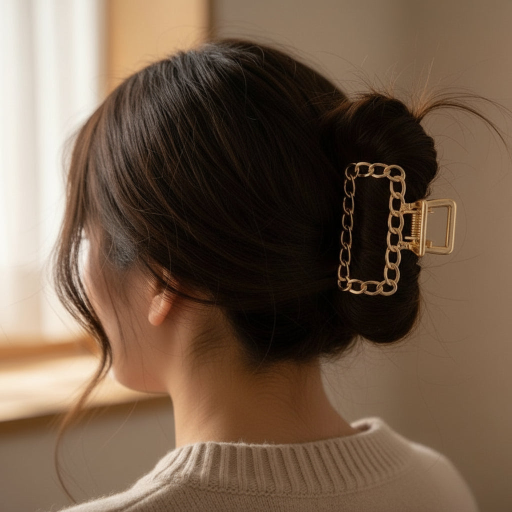 Rectangle Metal Hair Claw Clip – Matte Finish, Strong Grip