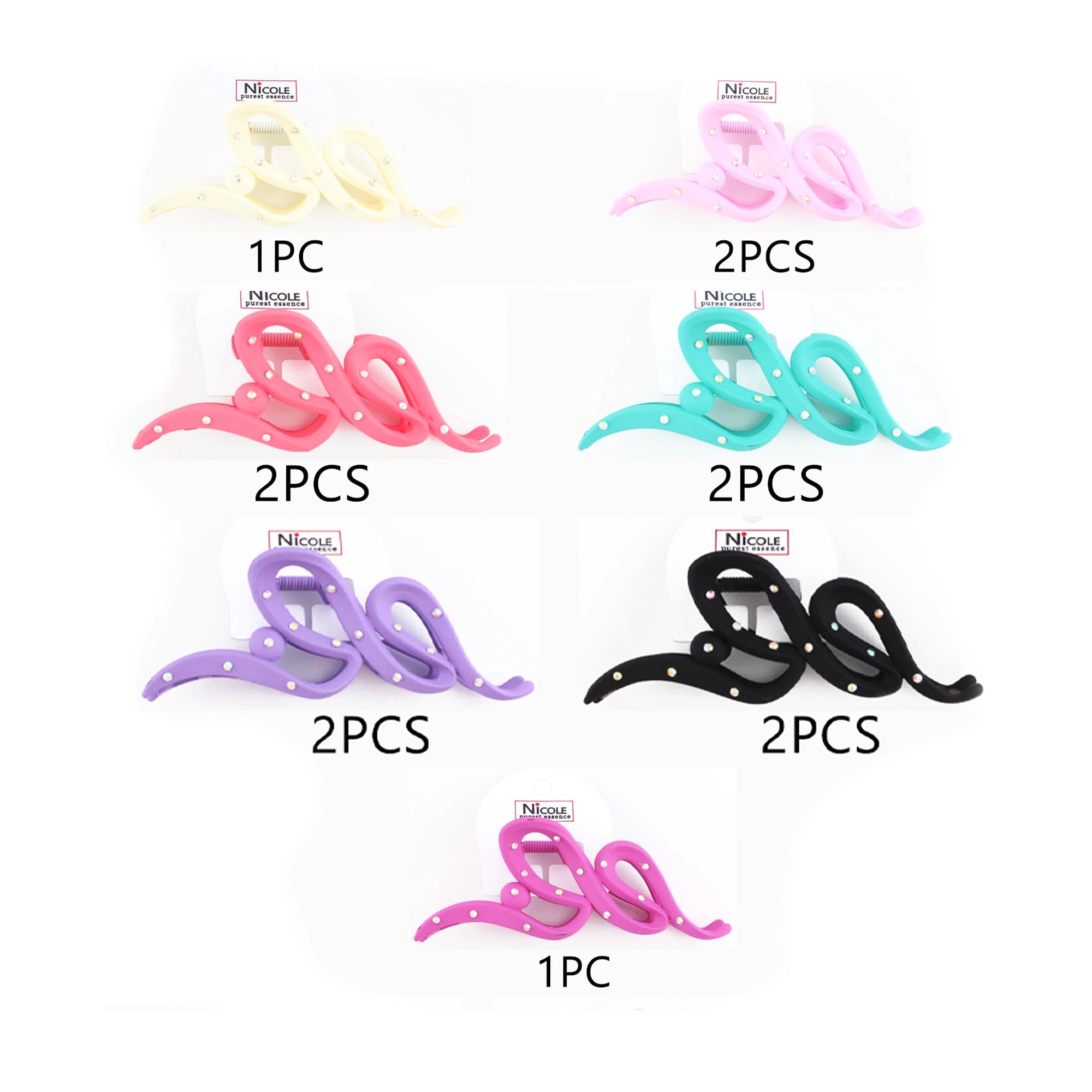 Matte Jumbo Claw Clip with Crystal Accents - 13CM Claw