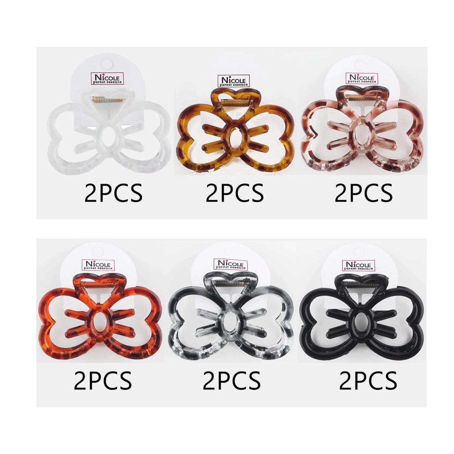 9.5cm Large Butterfly Hair Claw Clip - 2-Piece Set - Elegant Non-Slip Celluloid Hair Jaw for Thick & Thin Hair (QW2172G)