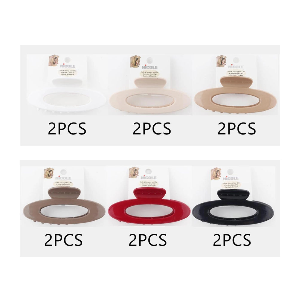 Oval "Soft & Strong" Hair Claw Clips 11cm – 12pc Bulk Set (QW2342A)