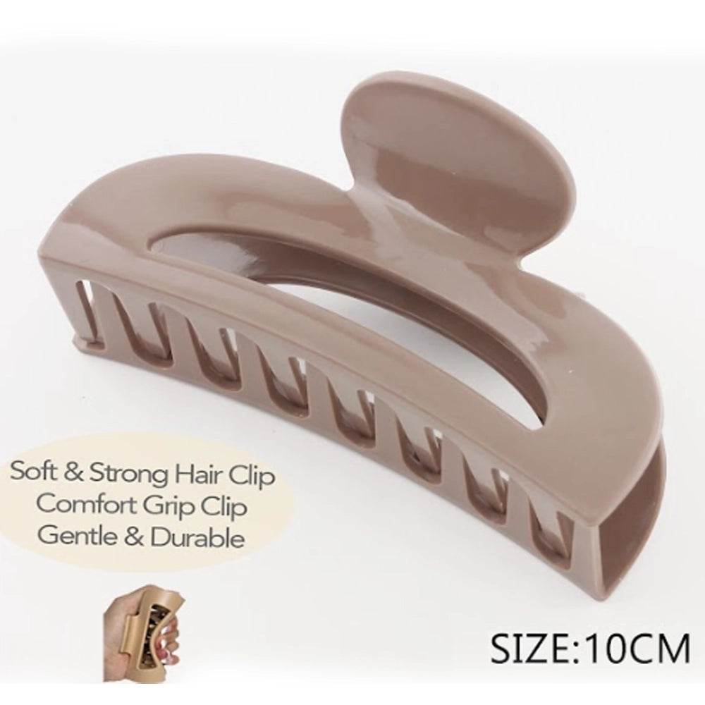 Soft & Strong 10cm Comfort Grip Hair Claw Clips - 12pc Wholesale Set (QW2344A)