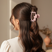 9cm Matte Rhinestone Cute Kitty Shape Hair Claw Clip - Sparkly Bow Pastel Hair Jaw Accessory for Women & Girls (QW2368A)