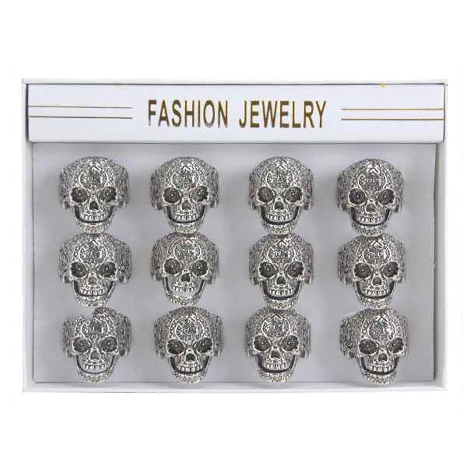Unleash Your Inner Rebel: Intricate Men's Silver-Tone Skull Statement Ring (R05)